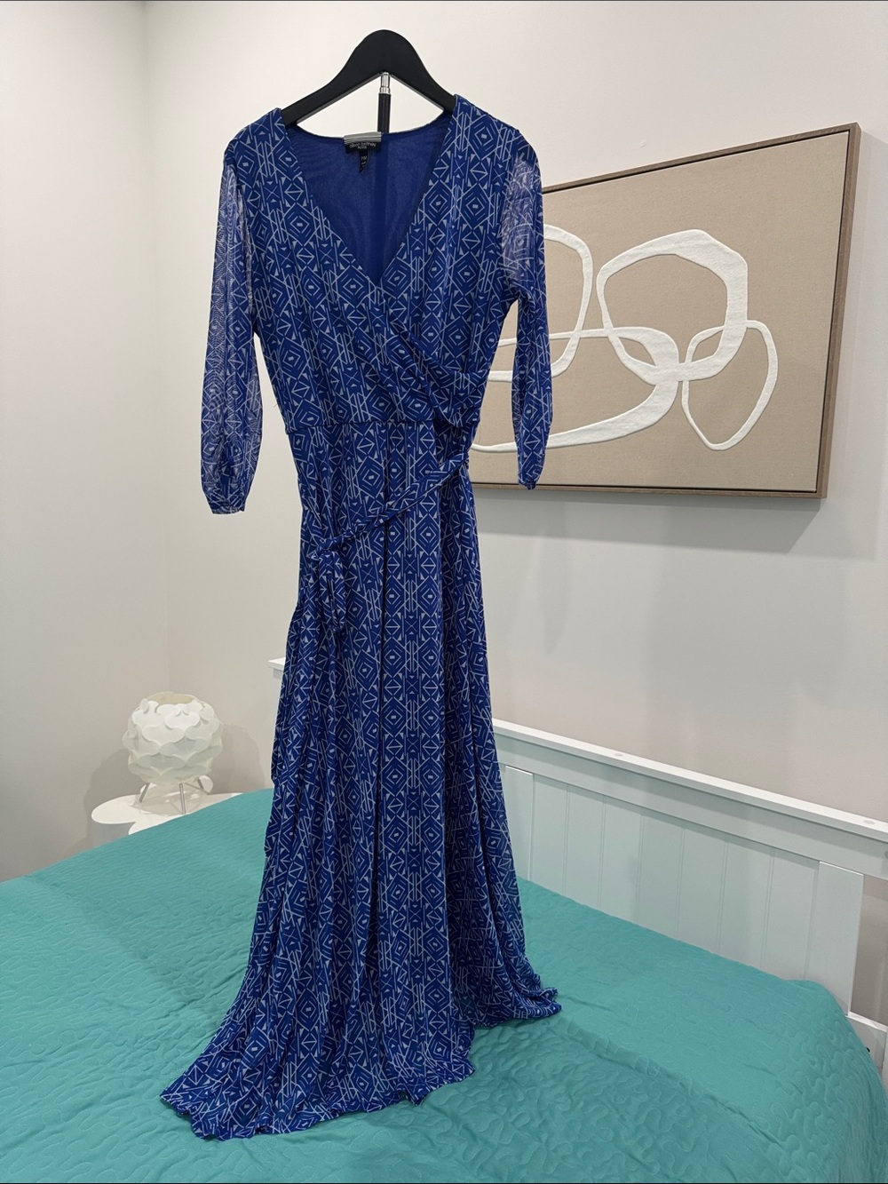 Allison Brittney Royal Blue Printed Wrap Maxi Dress
